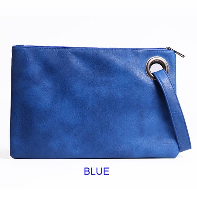 Solid Handbag Women's Clutch Bag Leather Women Envelope Bag Zipper Evening Bag Female Clutches Handbag Torebki Damskie: Blue