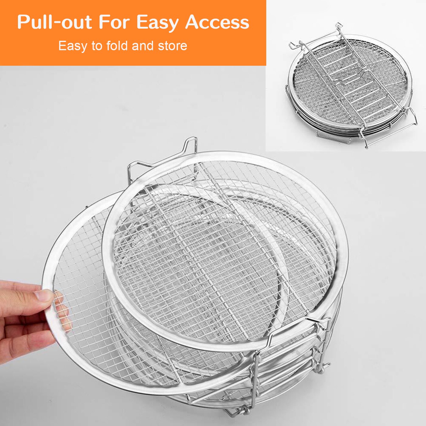 5Pcs Dehydrator Rack Stainless Steel Stackable Instant Pot Stand Air Fryer Accessories Easy Setup Pressure Cooker Kitchen Tools