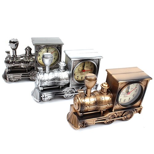 Retro Nostalgic Train Alarm Clock Antique Engine Table Desk Decor Clock Office Table Decor Model Alarm Clock Student Kids