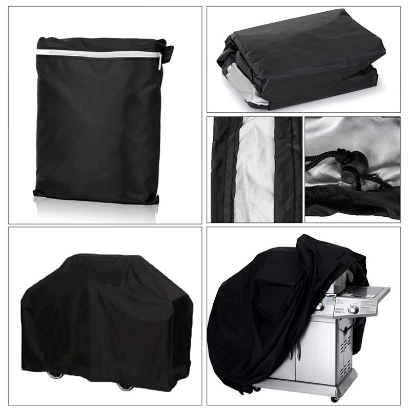 Zwart Waterdichte Bbq Cover Zware Bbq Accessoires Grill Cover Regen Anti Stofkap Regen Gas Houtskool Elektrische Barbeque Deksel
