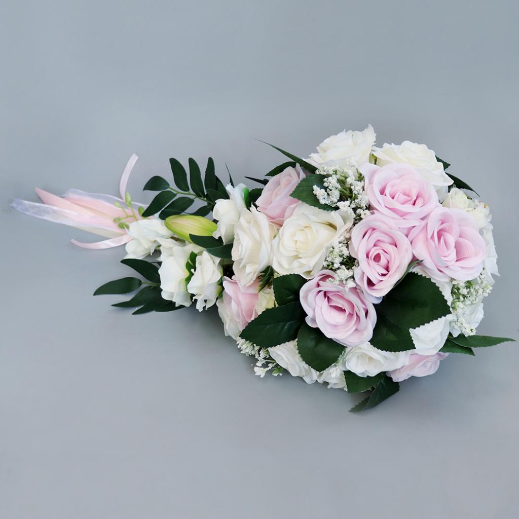 Realistic Wedding Bride Bouquet Hand Tied Flower Decoration Party Supplies European chaise longue roses wedding flowers: Pink