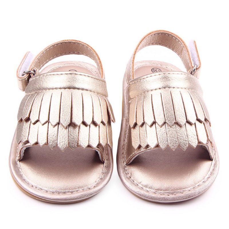 Heldere Prinses Lente Zomer Meisje Baby Lederen Schoenen Baby Mocassins Peuter Rubber Bottom Anti-Slip Babyschoenen: Gold / 3