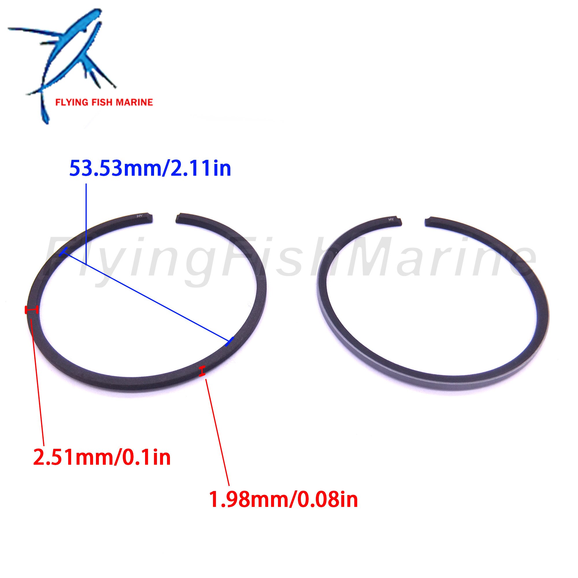 Outboard Engine 682-11610-01 Piston Ring Set STD for Yamaha 9.9HP 15HP, 56mm