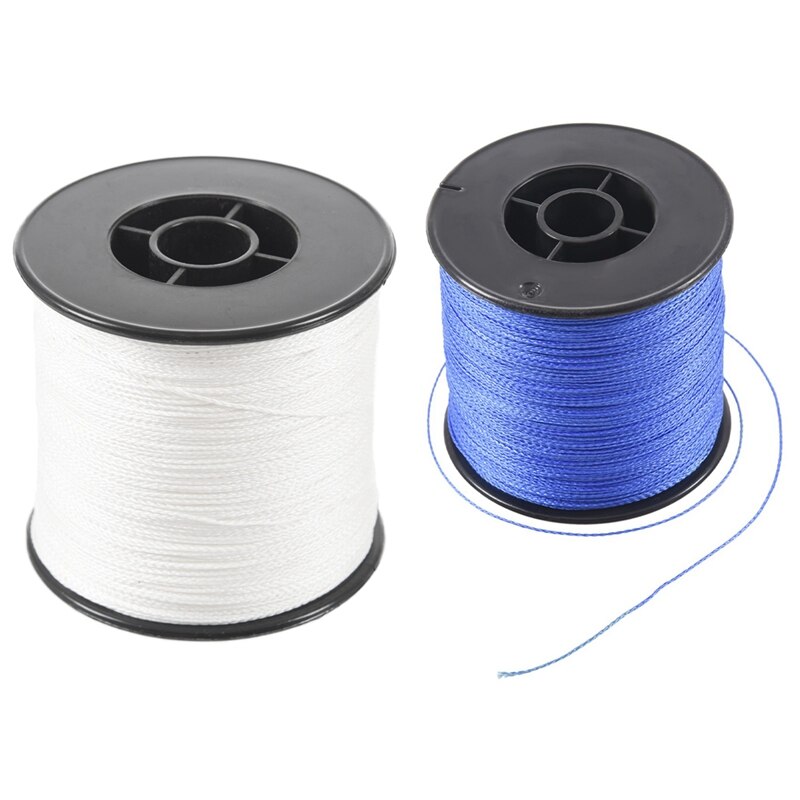 2 Pcs 500M 100LB 0.5Mm Super Sterke Gevlochten Vislijn Pe 4 Strengen, Wit &amp; Blauw: Default Title