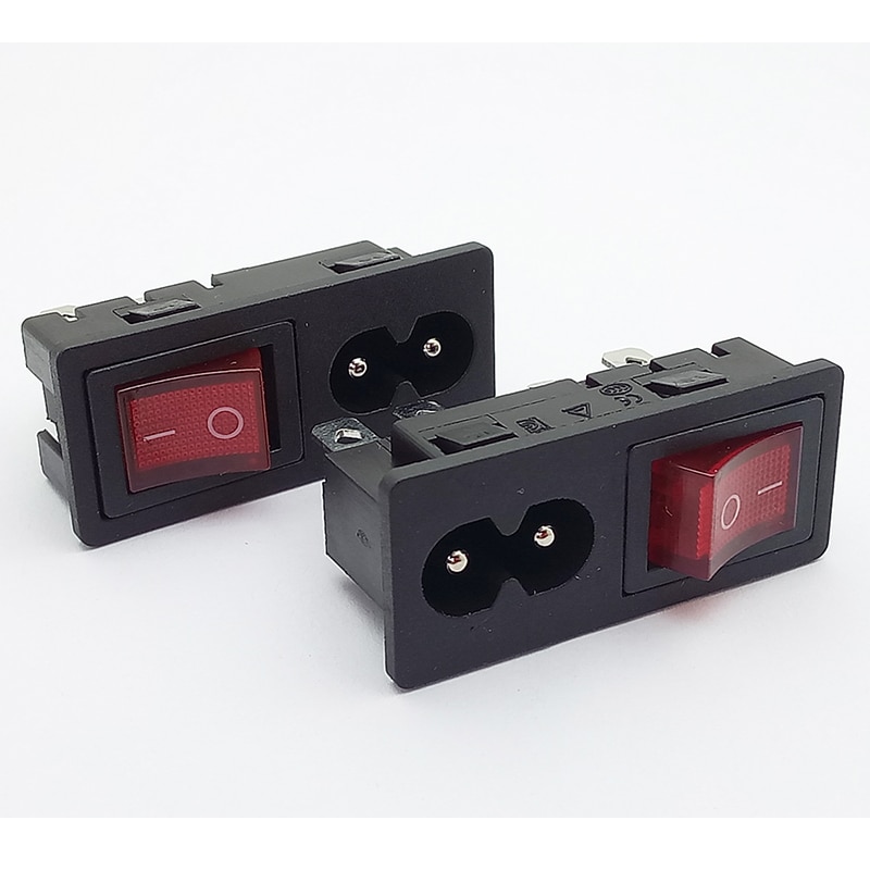 4pcs Power Rocker Switch & Socket Connector, Switch with 3 Pin or 4 Pin, Panel Mount Power Adapters
