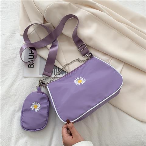 Modo Delle Donne di Nylon Borsa A Tracolla Piccola Margherita Del Fiore Femminile Borse Hobos Messenger Borse Delle Signore Ascella Borse Della Borsa Fresco Ragazze del Sacchetto di Tote: VIOLA