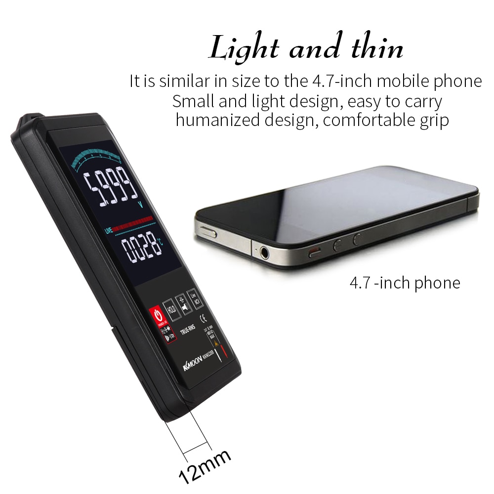 4.7 Inch Digitale Multimeter Aanraken Kleur Scherm Ultradunne Multimeter Spanning Frequentie Capaciteit Weerstand Meter