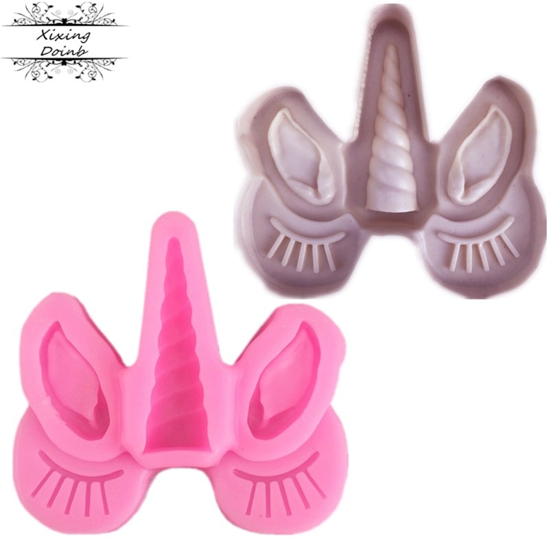 Diy unicorn öra öga silikonform tårtdekoration mjuk godisform fest tårta baby shower dekorationsverktyg