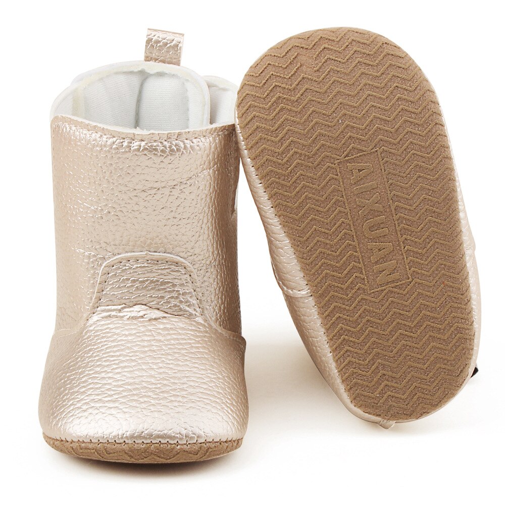 Herfst winter effen pu leren baby mocassins laarzen voor babymeisjes jongens eerste loopschoenen laarzen 0-18 maanden