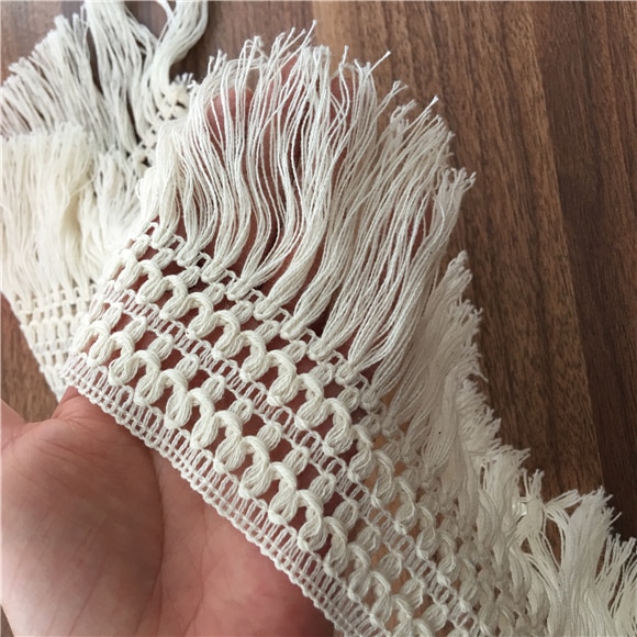 4 yards / lot blonder kvast bånd 12cm bomuld kvaster trimning frynser kvast blonder til syning af sengetøj gardiner diy tilbehør