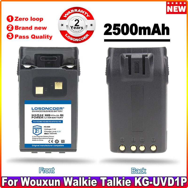 Losoncoer 2500 mah akku für wouxun cb-funkgerät walkie talkie kg uvd 1p kg -883 kg-659 kg-669 kg-679 kg-699 kg-703 batterien