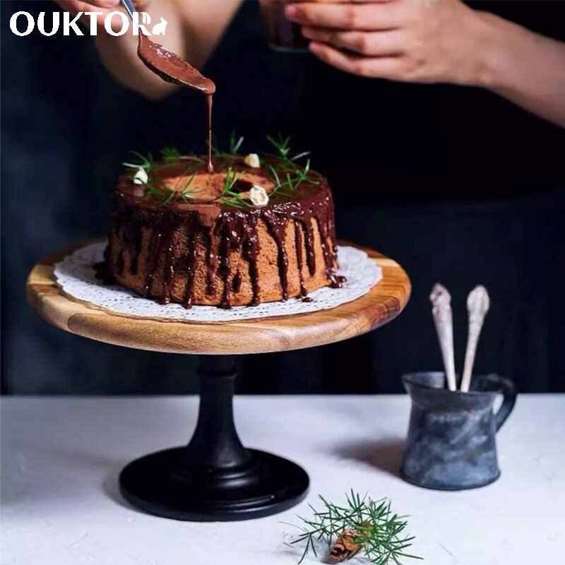 Wooden Cake Stand Dessert Pedestal Display Stand with Base Dessert Cupcake Pastry Candy Display Plate for Wedding Birthday Party