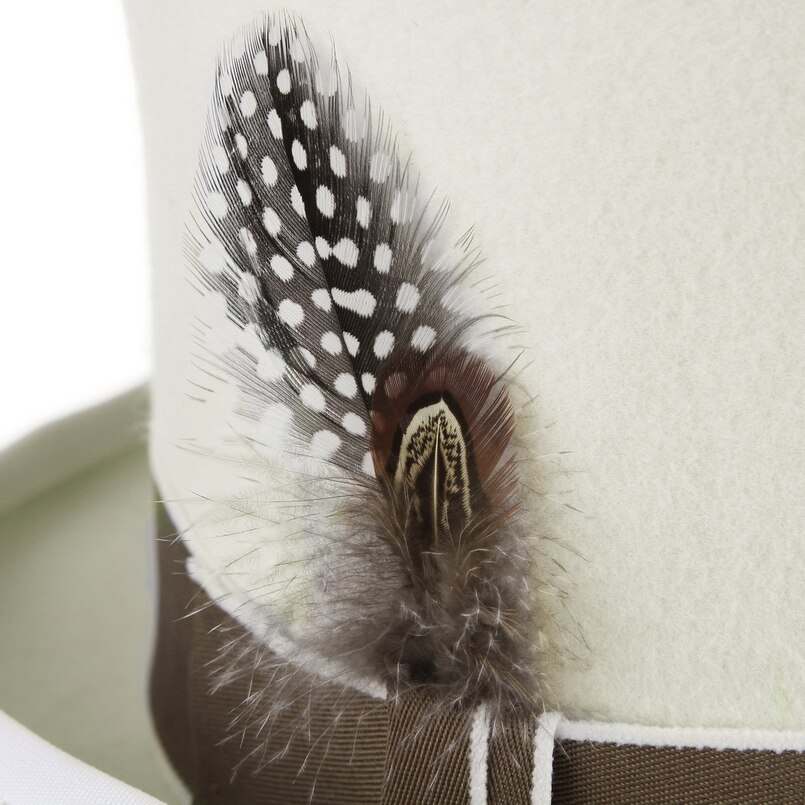 GEMVIE 17cm 100% wełna czuł biały szczyt kapelusz ręcznie pióro cylinder kapelusz dla mężczyzn/kobiety szalony kapelusznik kostium fedora magiczny kapelusz cylinder