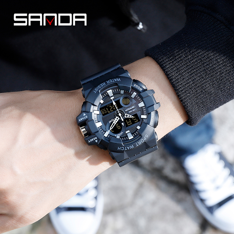 Sanda heren elektronisch horloge waterdicht lichtgevend sporthorloge heren elektronisch digitaal horloge relogio digital montre homme