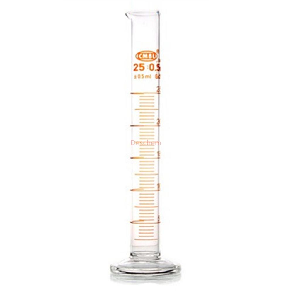 2Pcs 25ml Glass Measuring Cylinder With Graduation Spout Mouth Chemistry Labware