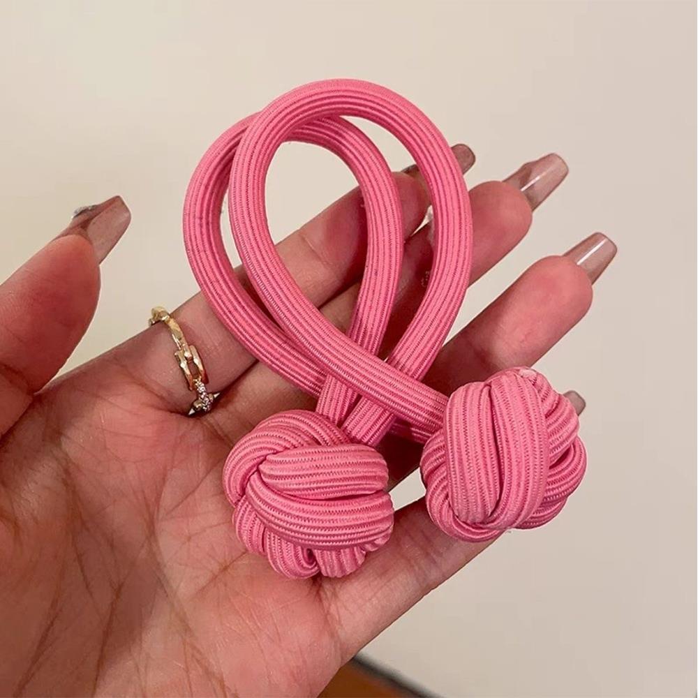 Gomas elásticas para el pelo con nudo Simple para mujer, soporte para cola de caballo, bandas de goma gruesas, diademas de Color sólido, accesorios para el cabello: Rosa