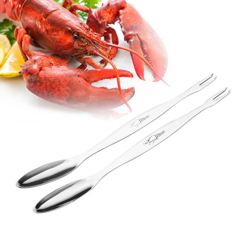 Stainless steel lobster fork Western crab seafood fork catering fruit salad spoon fork Tool