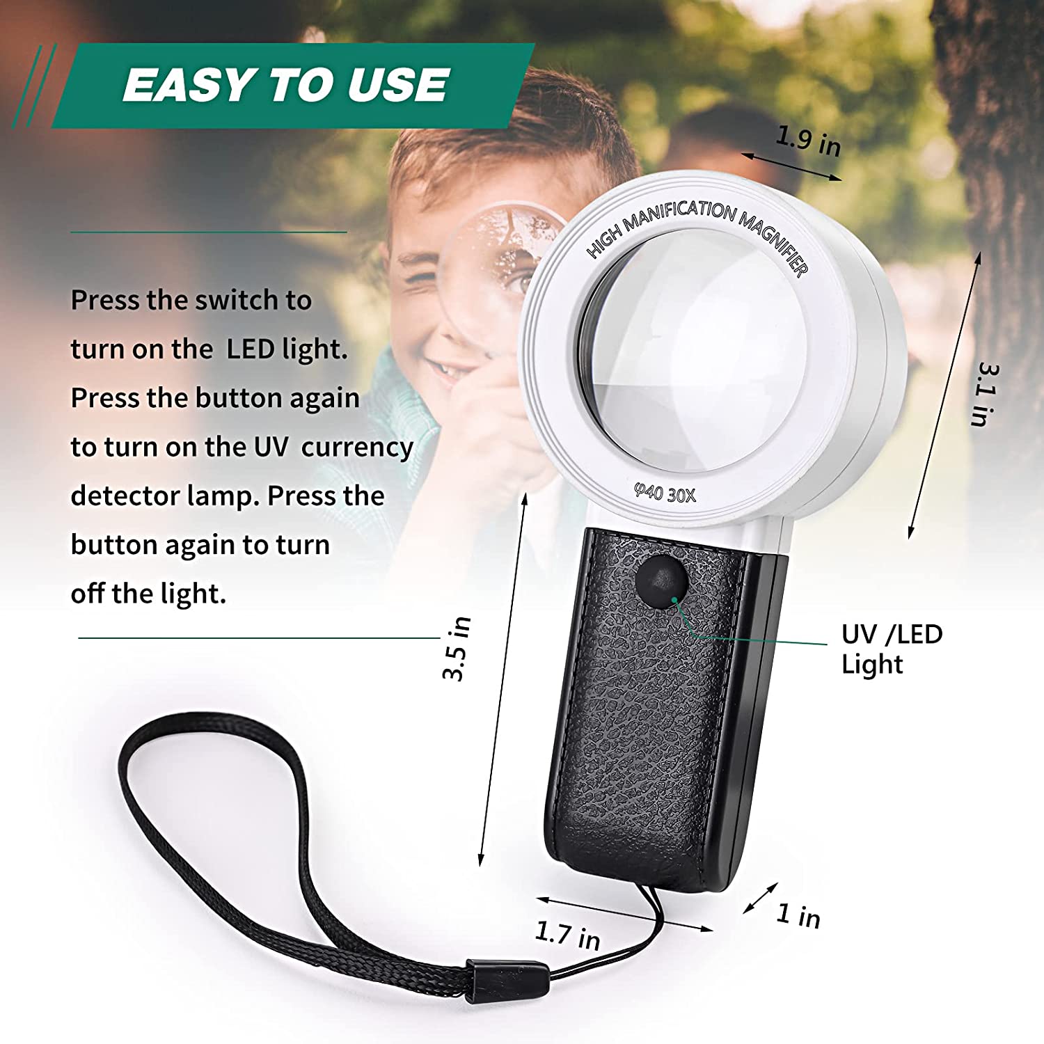30X Vergrootglas Met Professionele LED Licht Dubbellaags Optische Bril Lens Handheld Loep Vergrootglas Voor Sieraden lupa