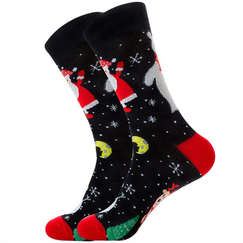 1 paar herren socken Baumwolle socken weihnachten und männer herbst Winter neue jahr Weihnachten baum schnee elch socken froh Mitte socken: 4