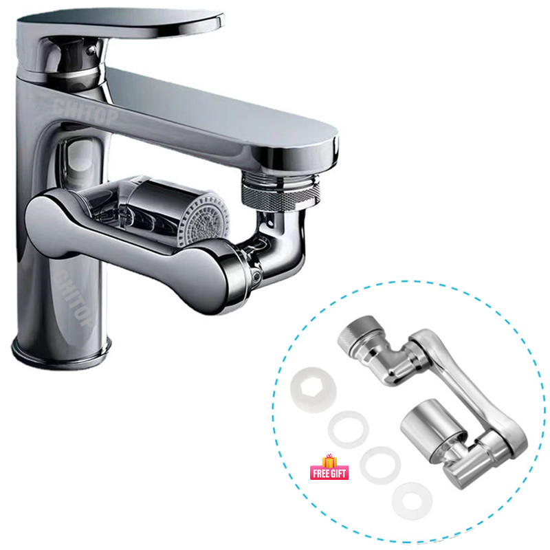 1080 ° Universele Rotatie Kraan Sproeikop Dual Effluent Wastafel Keuken Robot Arm Uitbreiding Kranen Beluchter Waskolf Nozzle