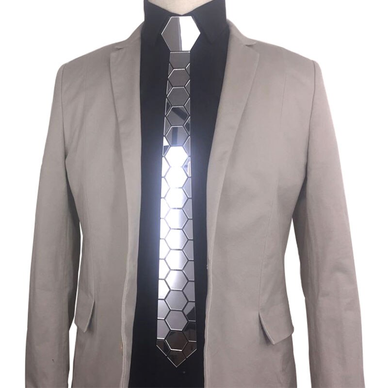 15 Styles Silver Hexagon Ties Stylish Men Skinny Neckties 6cm Luxury Men Box Formal Dress Wedding Accessory Unique: Silver Hive