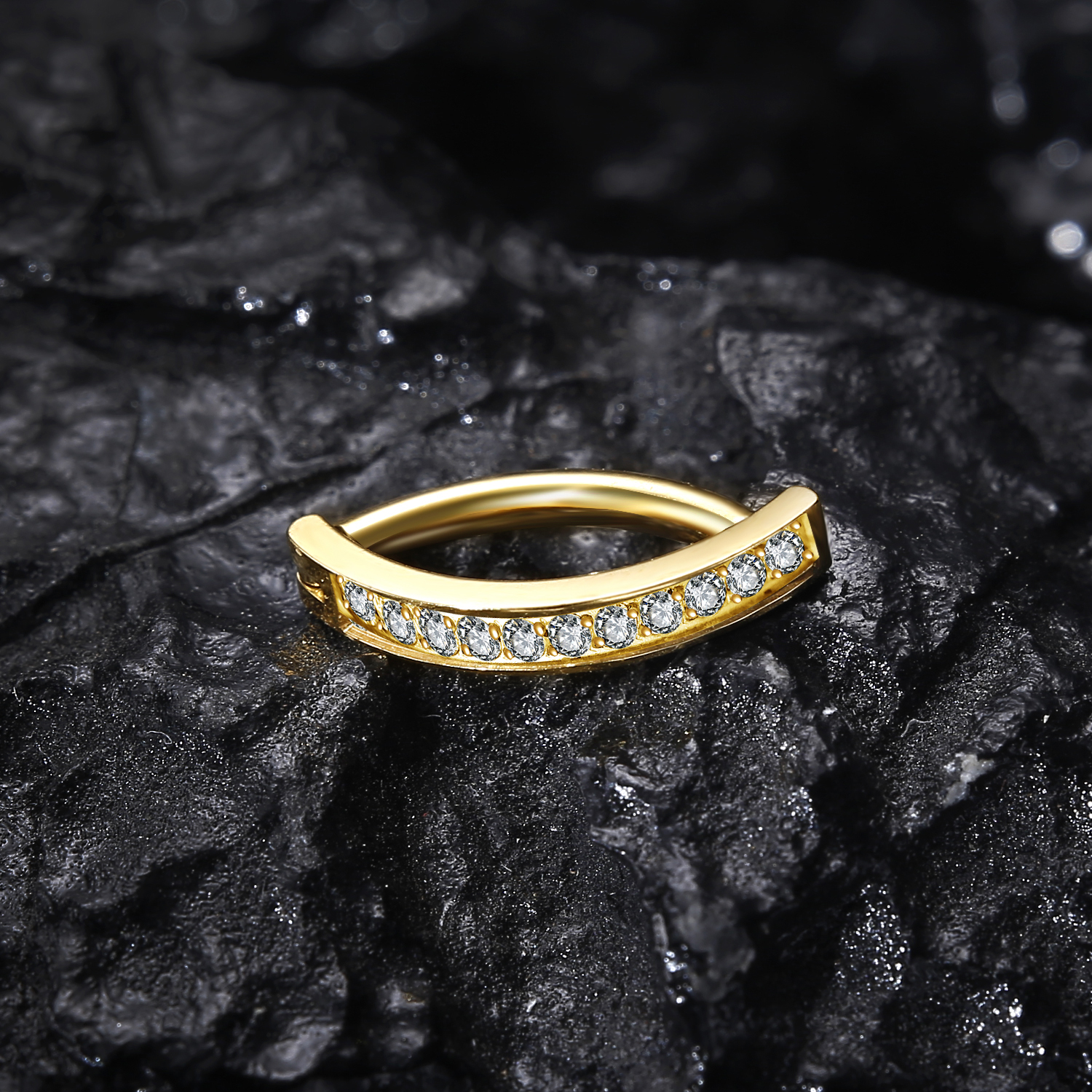 14G G23 Titanium Clicker Navelpiercing, 10/12mm Reverse Gebogen Hoepel Navel Barbell Body Piercing Sieraden