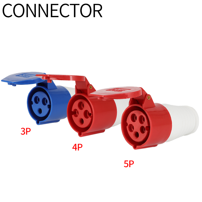 Industrial plug and socket waterproof connector 3PIN 4PIN 5PIN 16A/32A IP44 waterproof electrical connection wall mount socket: Dark Grey / 3P / Male Insert