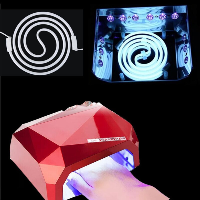Uv spiral pære rør til 12/36/48w led lampe diamant formet negle tørrer nail art værktøjer negle lamper nail art forsyninger manicure
