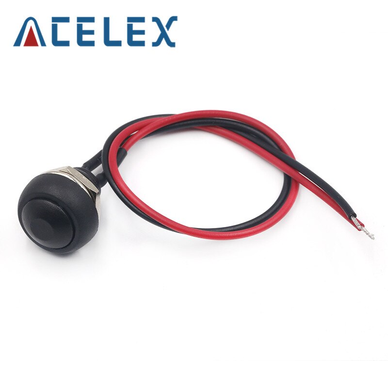 12mm PBS-33B Waterproof Momentary ON OFF Push Button Swithch Mini Round Switch: Black with line
