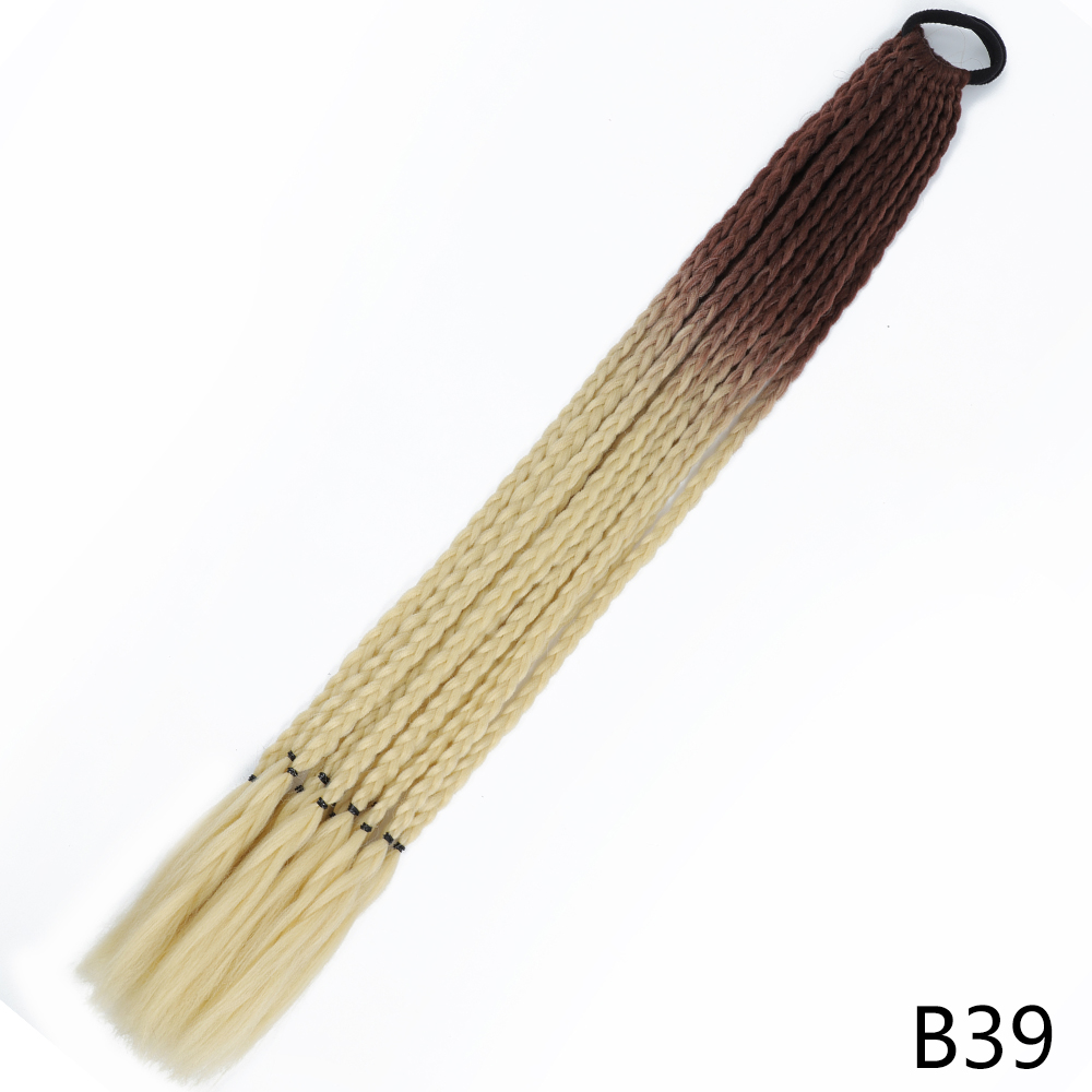 AZQUEEN-coleta trenzada sucia de Color degradado sintético, banda de goma elástica de 60CM, extensiones de cabello trenzado de cola de poni para niñas