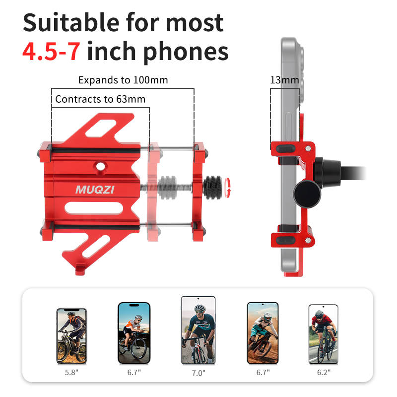 ​ ​ MUQZI Soporte para teléfono para bicicleta Soporte universal para manillar de motocicleta Soporte para teléfono celular 360 ° Rotación para Smartphone de 4,5-7 Pulgadas