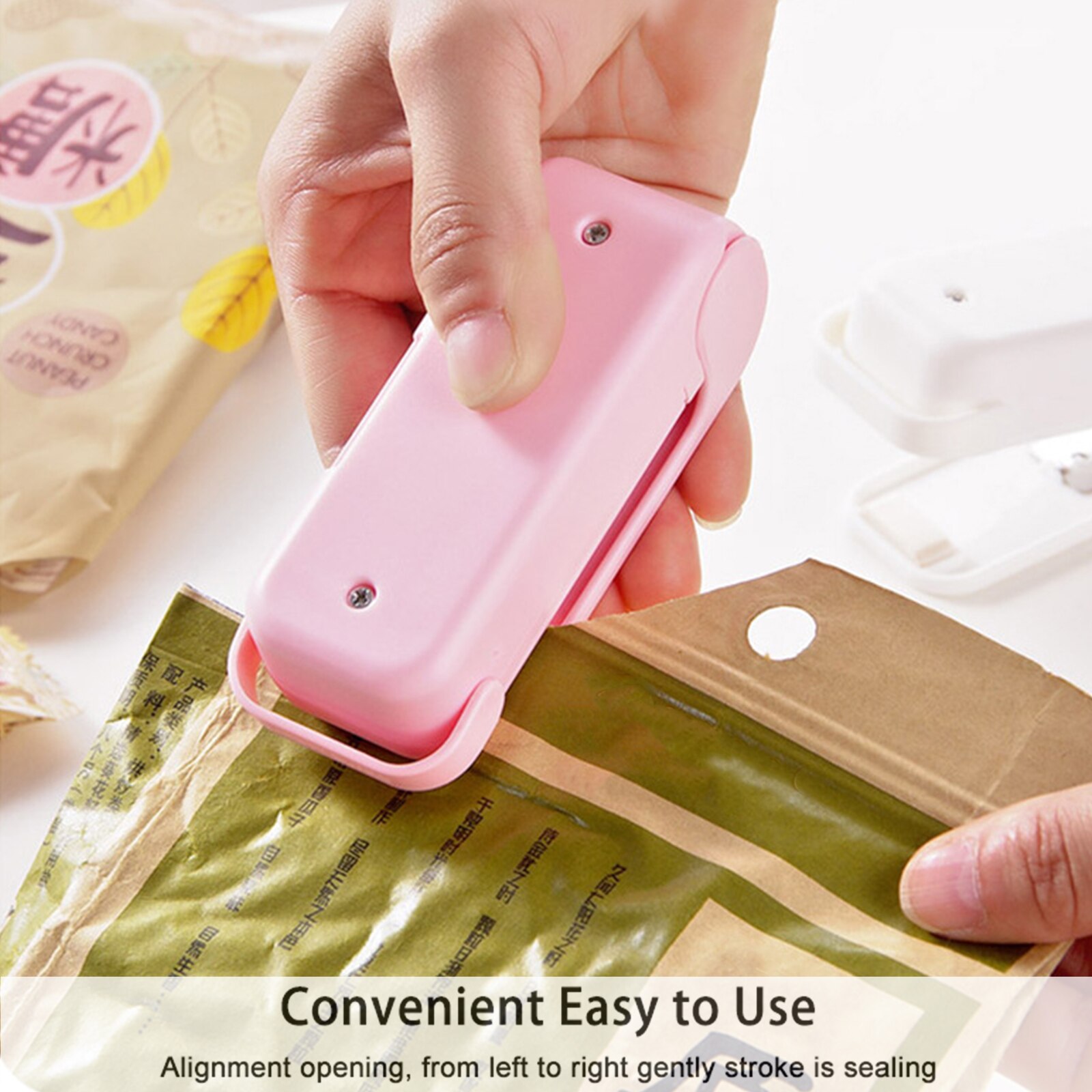 Draagbare Tas Sealmachine Plastic Pakket Opbergtas Clips Mini Sluitmachine Handige Sticker Seal Voor Voedsel Snack Keuken Gadget