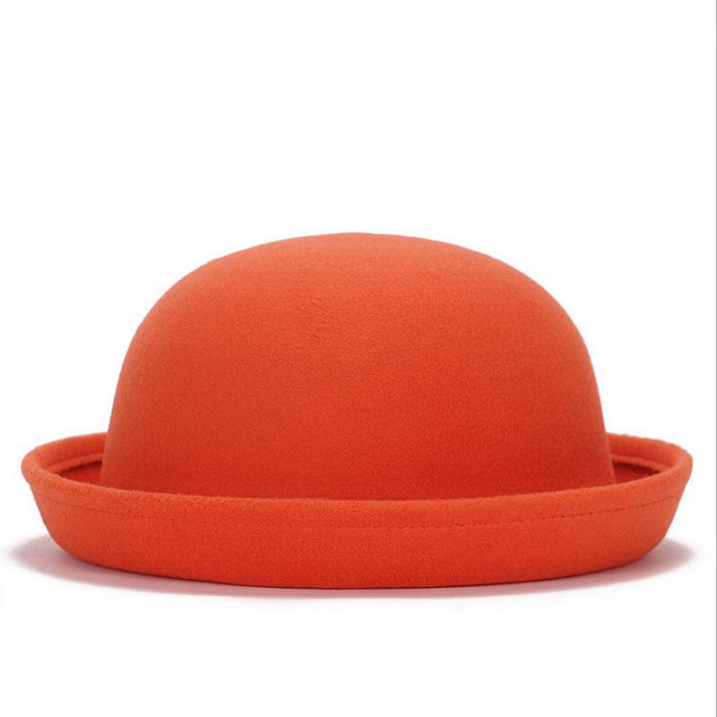 Retail Little Girls Fedora Hat Dome Cap Children Dress Hats Kids Caps Felt Hats Wool Felting Bowler Hat