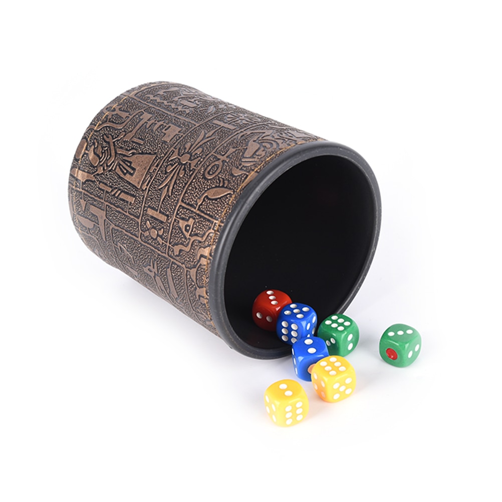 Bruin Lederen Rune Dice Cup Voor Gokken Spel Dobbelstenen Ktv Drinken Dobbelstenen Zonder Dobbelstenen