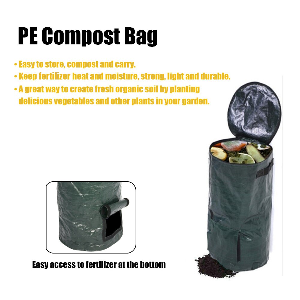 Compostable Trash Bags Garden Waste Bag PE Gardening Bag Reusable Food Scraps Bag for Lawn Pool Leaf Yard Waste Bag