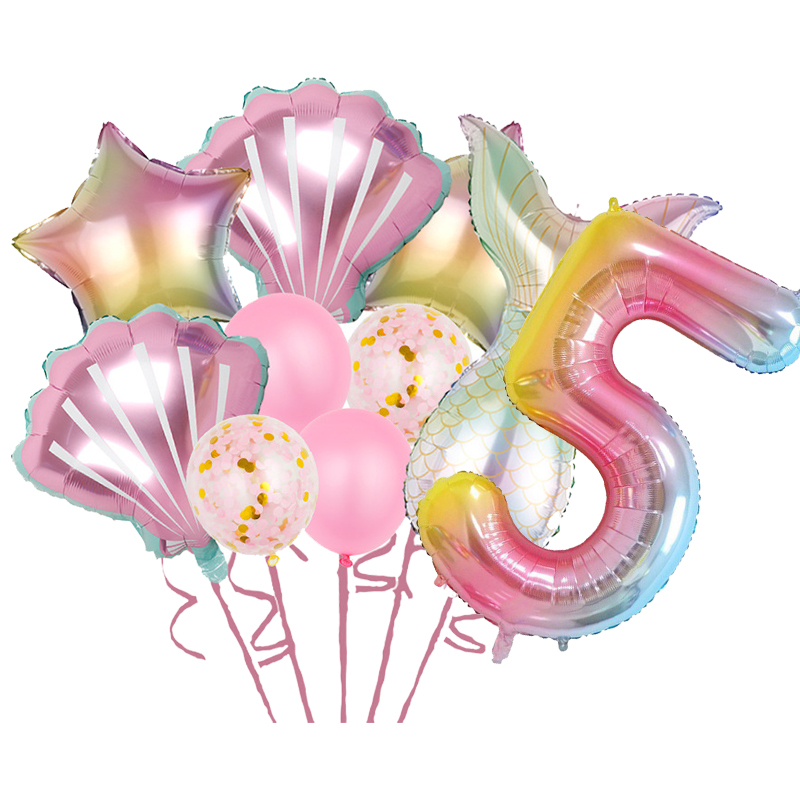 Decoraciones para de cumpleaños de príncipes de sirena, vajilla desechable, bolsa Gif, globo de aluminio, decoración de fondo, suministros para de Baby Shower: Negro