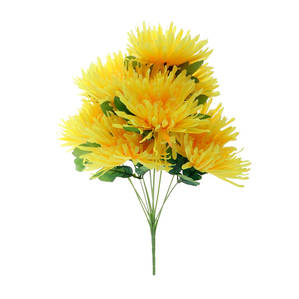 Zijde Grave Chrysant Bloem Boeket Arrangement Begraafplaats Graveside Bloemen Decoratie: Yellow