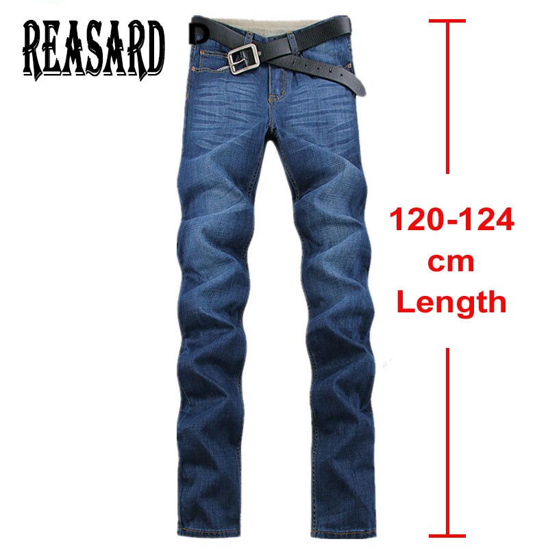 Høje herre 120cm ekstra lange jeans mænd plus størrelse 28-40 42 44 herre bomuld denim autum vinter lige klassiske jeans