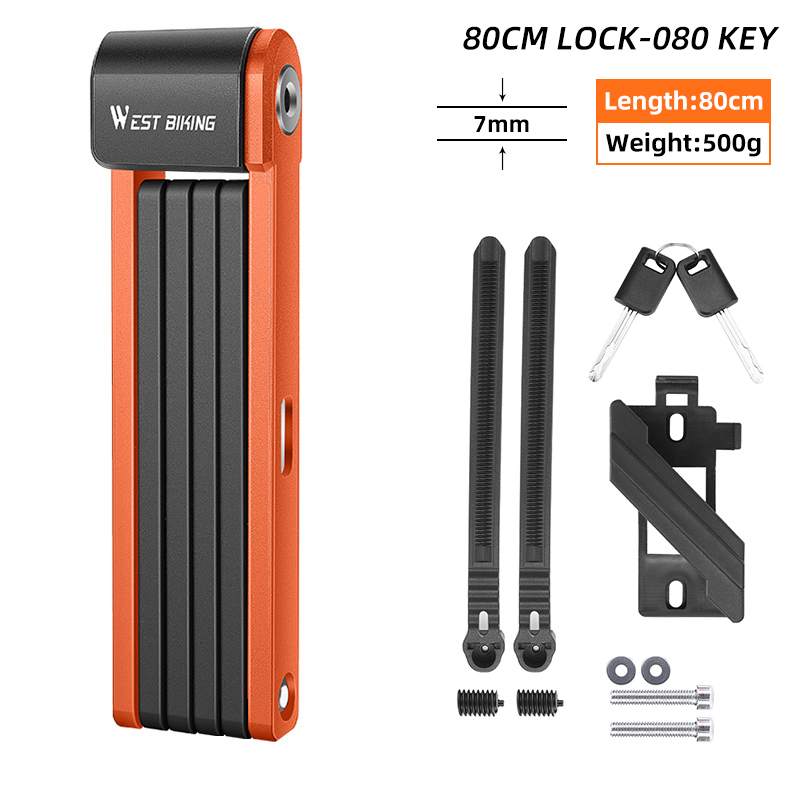 WEST BIKING Lucchetto pieghevole per bicicletta Sicurezza antifurto Lucchetto per ciclismo MTB Accessori per bici da strada Scooter Lucchetto pieghevole per bici elettrica: Rosso