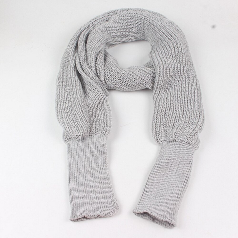 Neue Neuheit unisex Frauen Gestrickte Schal Mit Ärmeln Lange Für Damen Schals wickeln Solide Winter warm Schal: Licht Grau