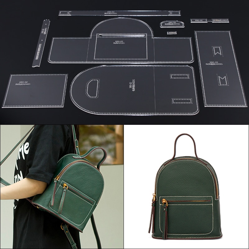 Lady backpack casual Mini schoolbag edition DIY hand made leather durable acrylic template 21.5x25x11.5cm