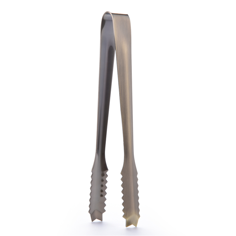 Pinza de hielo de acero inoxidable Premium 18/8 con dientes, 165mm/50g, utensilios de bar/herramientas Premium, herramientas de cóctel: Antique Bronze