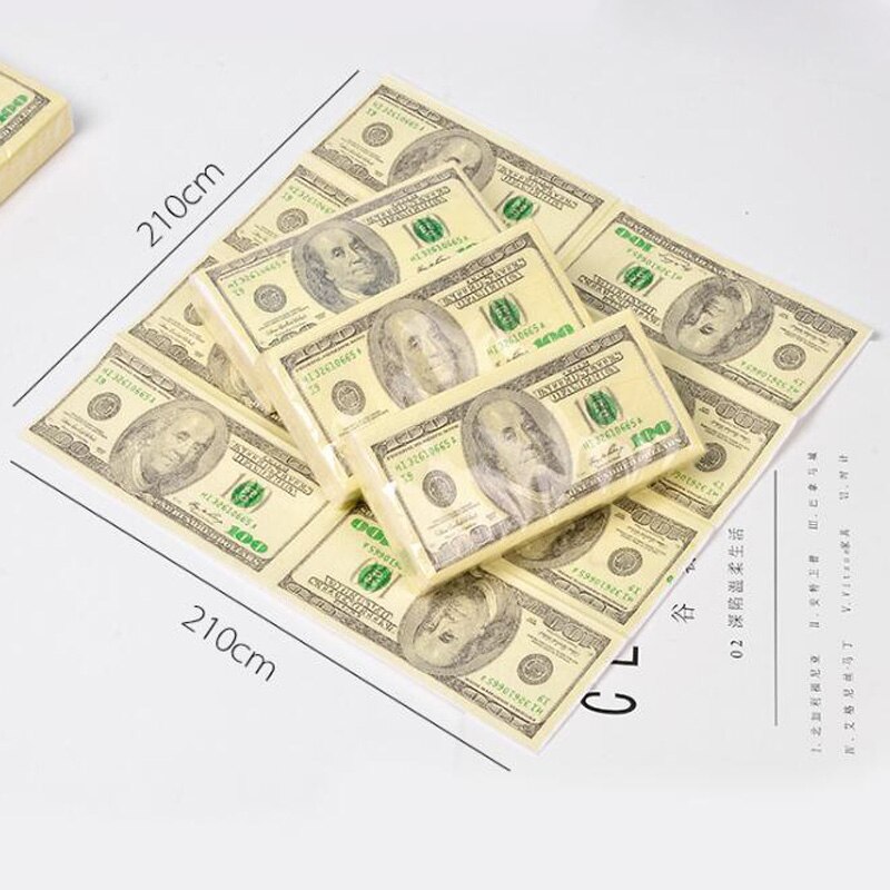 8 paket/los Neue Gedruckt Dollar Papier Handtuch Gewebe Tragbare Modische Gesichts Gewebe