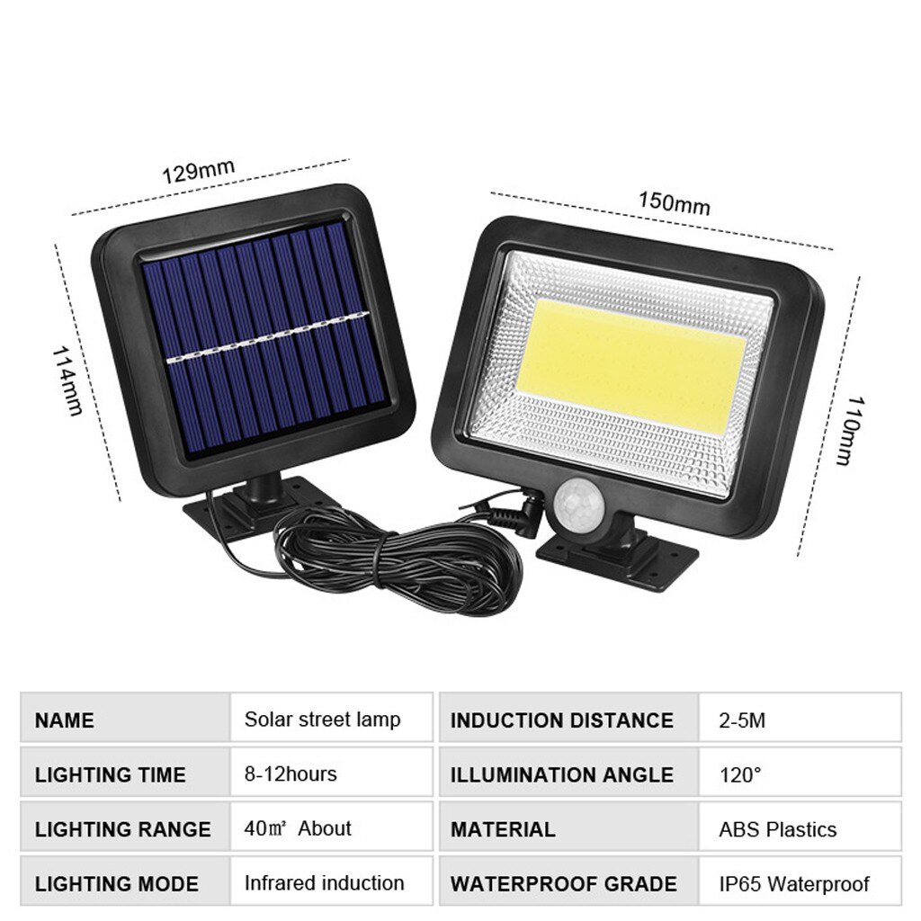 COB 100 LED Solar Power Motion Sensor Outdoor Garden Light Security Lamp Spotlight Sunlight Street Light 3.2