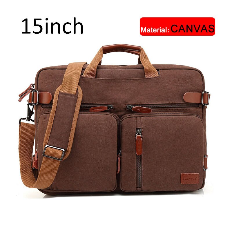 17 Inch Convertible Aktetas Mannen Zakelijke Handtas Messenger Tas Toevallige Laptop Multifunctionele Reistassen Voor Man Grote XA161ZC: Coffee canvas 15inch