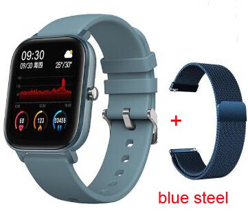 P8 Smart Watch Android Heart rate Blood Pressure Smartwatch Fitness Bracelet Sport Watches Men Women for IOS xiaomi huawei: blue blue steel