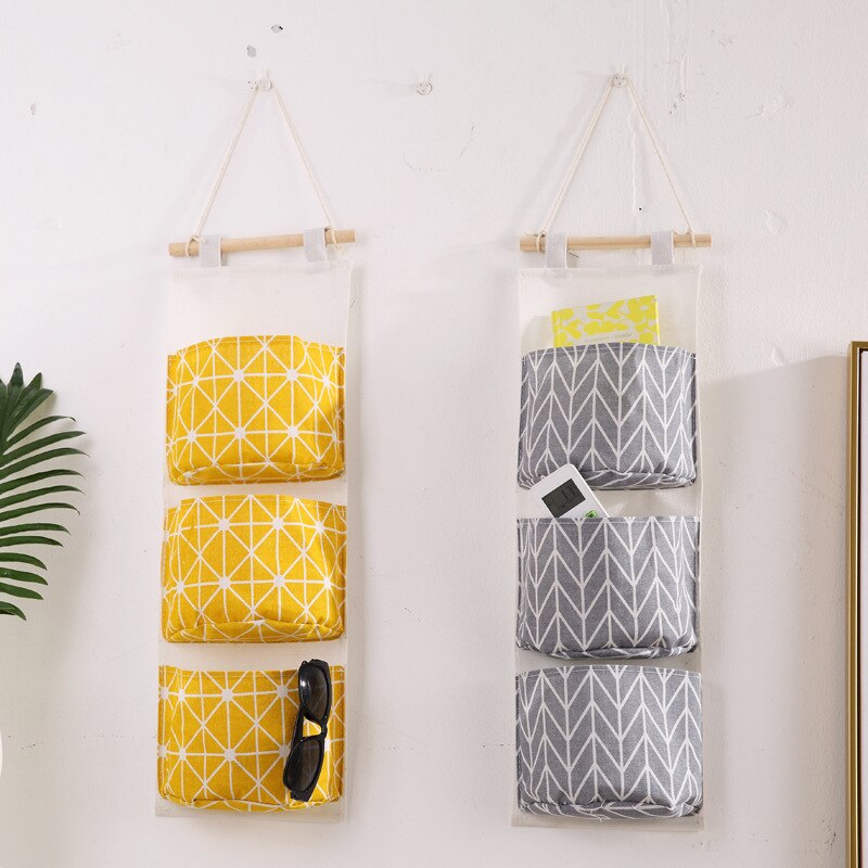 Simple Cotton and Linen Waterproof Hanging Storage Bag Multi - Layer Pockets Cloth Door Organizor Bedroom Accessories Household