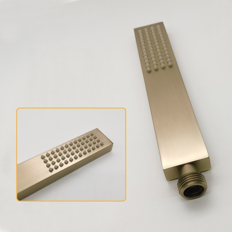 Messing Wandmontage Badkamer Douchekraan Set Vierkante Douchekop Mengkranen Handdouche Hoofd Borstel Goud In Muur Badkamer kranen: Hand shower only