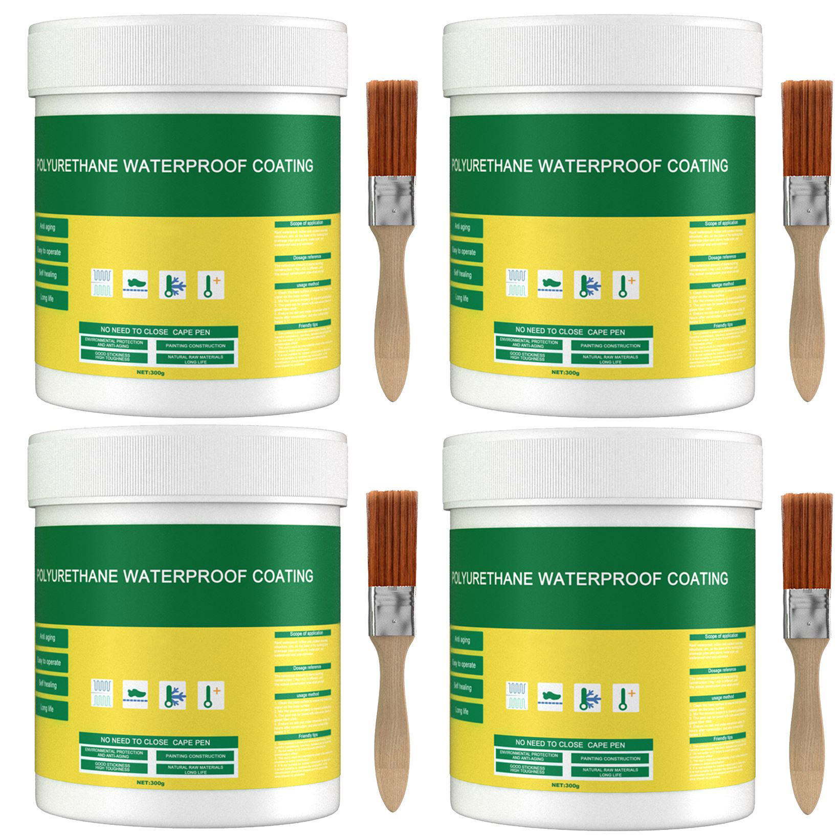 300/600/900/1200G Waterdichte Coating Afdichtmiddel Transparante Lijm Met Borstel Onzichtbaar Anti-Lek Dak Reparatie Gebroken Middel Gereedschap: green