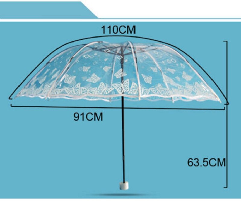 Flower Rose Transparent Wedding White Umbrella Women Rain Portable Mini Parasol Outdoor Clear Plastic Princess Cherry Umbrellas